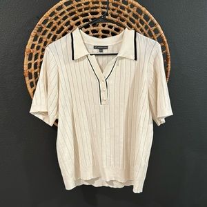 Adrianna Papell knitwear short sleeve sweater large white black vintage inspired